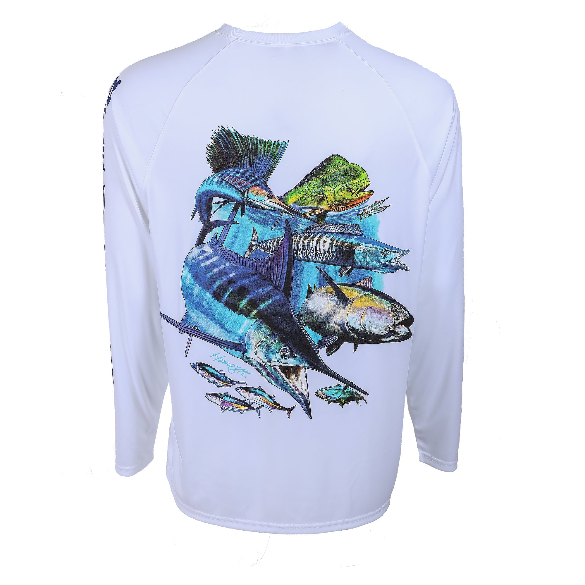 Hook M' Men's Long Sleeve Shirt - Big Game Species Offshore Slam 4 White / Small