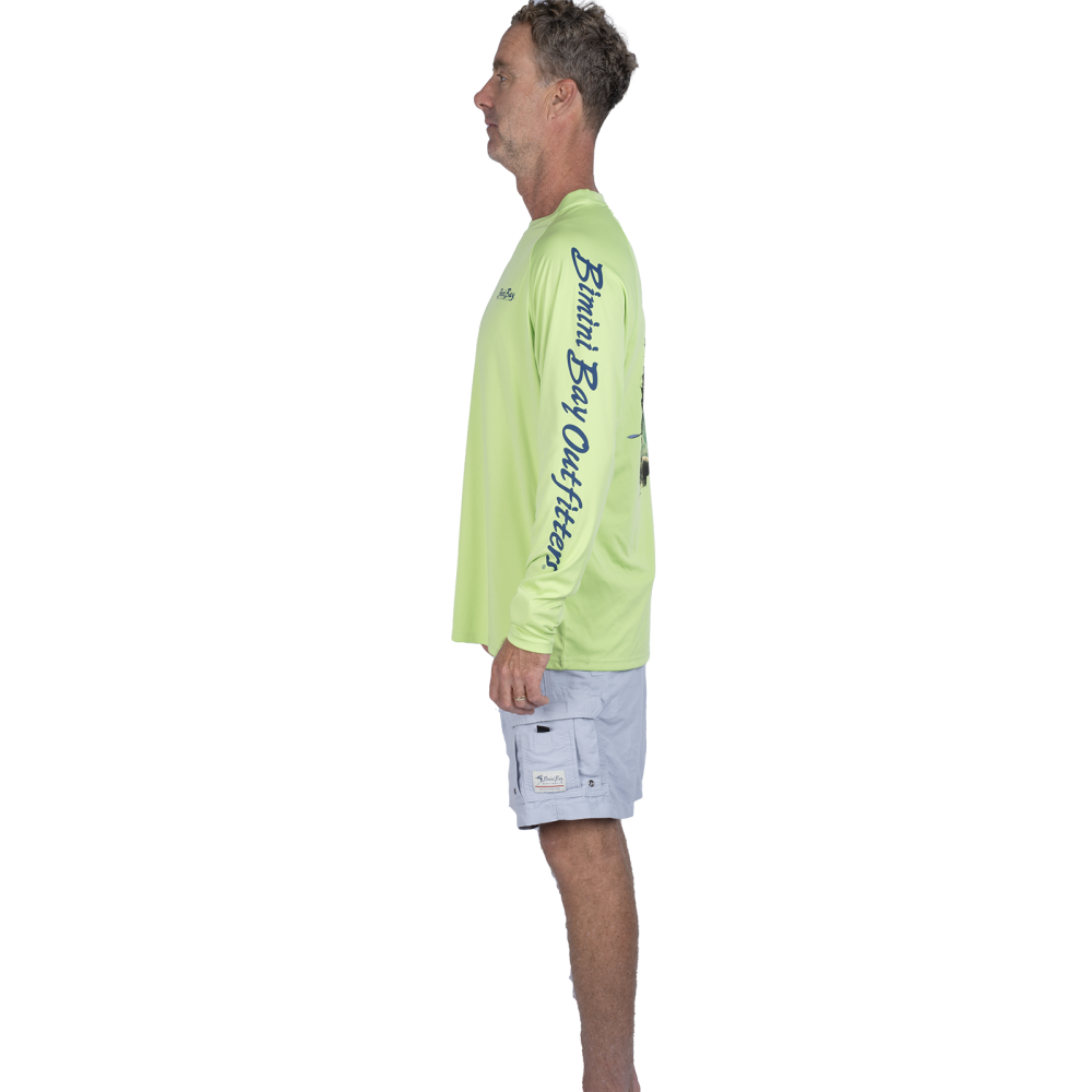 Hook M' Men's Long Sleeve - Shirt Bass Lime