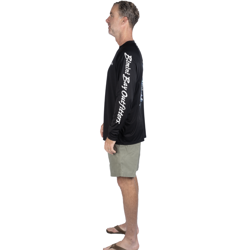 Hook M' Men's Long Sleeve Shirt - Yellowfin 4 Black