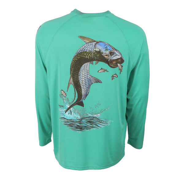 Bimini Bay Outfitters Mens Hook M' Graphic Aqua Redfish Trout T-Shirt