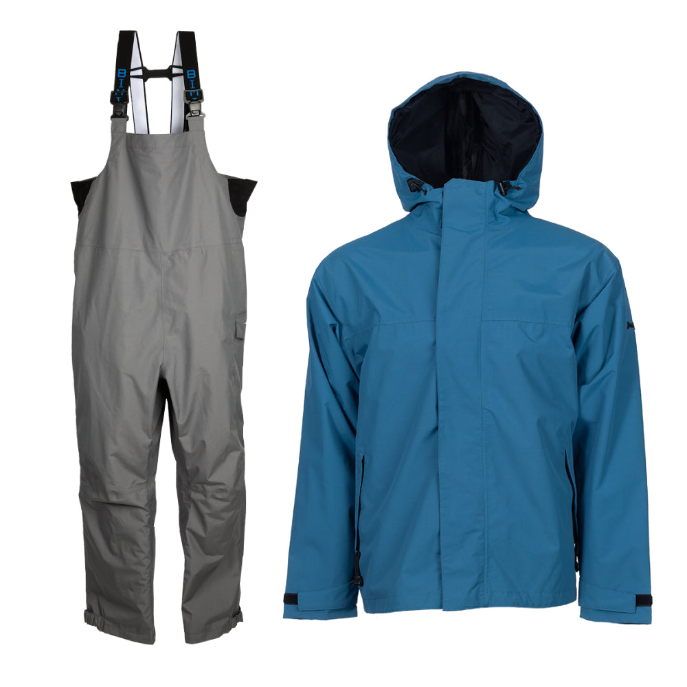 Boca Grande Men's Waterproof Breathable Bib + Storm Blue Waterproof Breathable Jacket